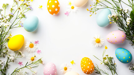 Bright White Easter Greeting Background with Frame
