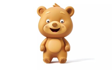 Adorable 3D cartoon baby bear with Cheerful Expression on White Background. Vector illustration