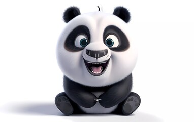 Adorable 3D cartoon baby panda with Cheerful Expression on White Background. Vector illustration