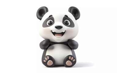 Adorable 3D cartoon baby panda with Cheerful Expression on White Background. Vector illustration