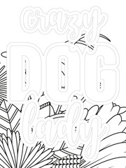 Keychain Quotes Flower Coloring Page Beautiful black and white illustration for adult coloring book