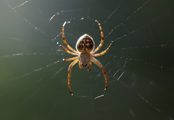A spider rests in its web, its legs twitching, generative AI
