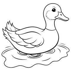 Duck Coloring book page vector art illustration line art (12)
