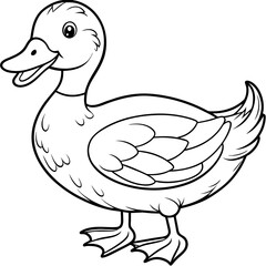 Duck Coloring book page vector art illustration line art (23)