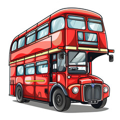 **Cartoon of a London bus, plain white background 