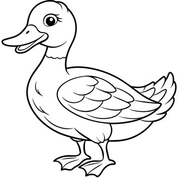 recommend clip art: Duck Coloring book page vector art illustration line art (24)