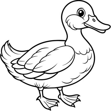 recommend clip art: Duck Coloring book page vector art illustration line art (29)