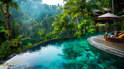 Obraz premium Luxurious Pool Oasis in the Heart of Bali's Natural Beauty 