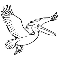 pelican bird coloring book page vector illustration (3)