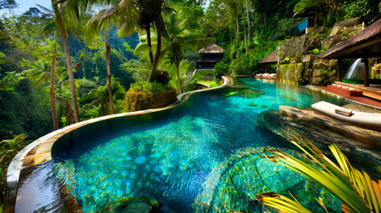 Exotic Swimming Pool Amidst Bali's Scenic Landscape
