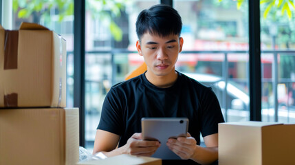 Independent Businessman Checking Work on Smartphone at Home
