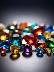 Diverse Gemstone Array, Different Hues Displayed on a Single Background.