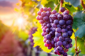 Farm  Harvesting grape in the Field, fresh ripe fruit.