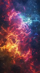 Fototapeta premium A hyper-realistic close-up of a supernova remnant, emphasizing vibrant colors and intricate details, suitable for a wallpaper