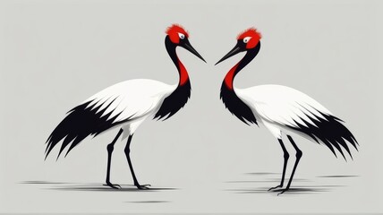 Obraz premium Redcrowned Crane minimalist logo