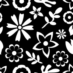 flower floral seamless repeat pattern. this is a flower black white vector illustration. Design for decorative, wallpaper, shirts, clothing, tablecloths, blankets, wrapping, texture, textile, fabric  