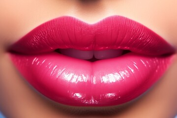 A woman's lips are painted with a bright red lipstick