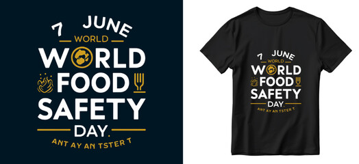 World Food safety day Creative typography T-Shirt design. Event Black T-Shirt Design.