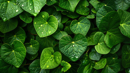 Closeup view of green leaves 