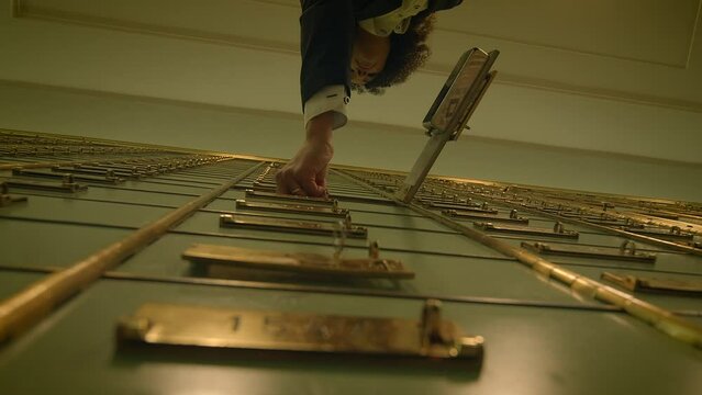 Businesswoman Entering Bank Safe Vault Room Storing Silver Bullion Deposit