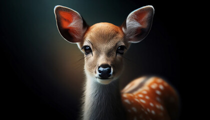 a young spotted deer in a portrait style