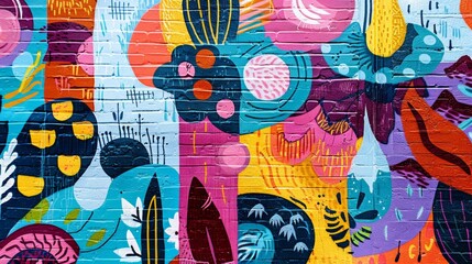 Close-up of a vibrant mural on a city building, capturing its intricate details and textures