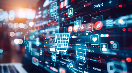 Fototapeta premium E-commerce Technology and Digital Marketing Media Strategy 
