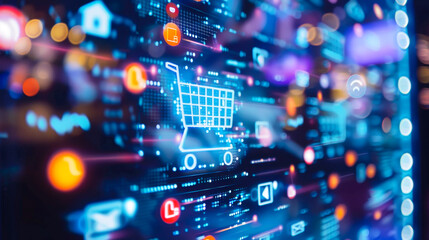 Obraz premium E-commerce Technology and Digital Marketing Media Strategy 