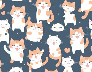 Seamless cartoon character of cat