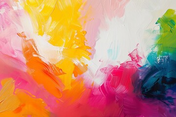 Joyful abstract expressionist painting, vibrant colors evoke pure emotion