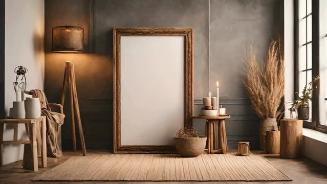 Empty frame with candle 