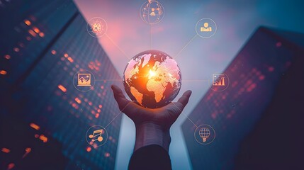 Obraz premium Visionary Global Business and Technology Innovations Powering Sustainable Progress and Interconnected Growth