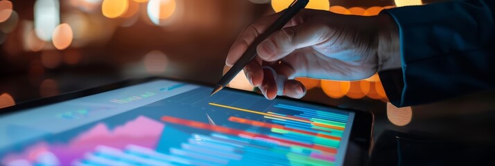 A market researcher analyzes competitor data to advise on potential market entry strategies, hitech cyber look Sharpen close up with copy space