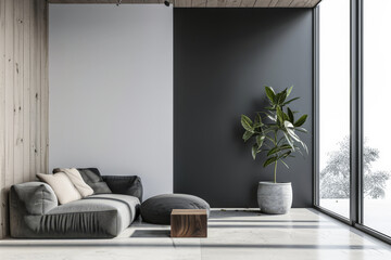Modern living room interiors with minimal decor. Interior design luxury composition