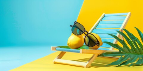 Summer Vibes: Lemon Relaxing on Beach Chair Generative AI