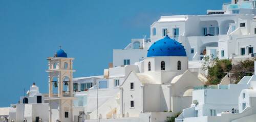 Orthodox church in the higher sections of Fira, Thira island, Santorini, Cyclades islands, South...