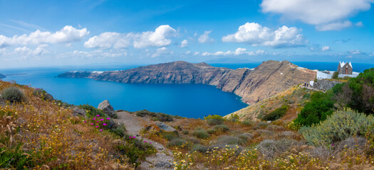Hiking trail to Oia, Thira island, Santorini, Cyclades islands, South Aegean Sea, Greece