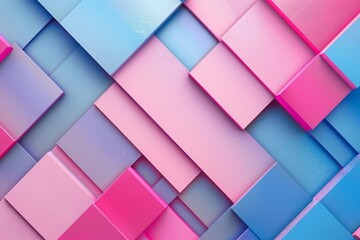 Blue and pink gradient geometric shapes meld beautifully to create a soothing, serene background, Sharpen 3d rendering background