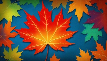 digital painting Vibrant maple leaf with serrated  (11)