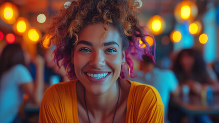 Portrait of a beautiful afro american woman 25 - 30 years old. Stylish mixed race woman.