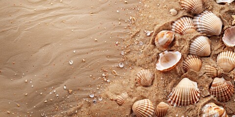 Sandy Beach Background with Seashells Generative AI