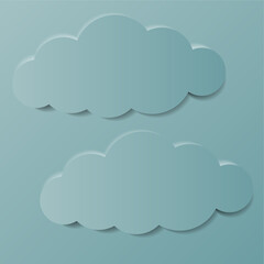 Aesthetic pastel color blue background frame with clouds, in minimalistic design