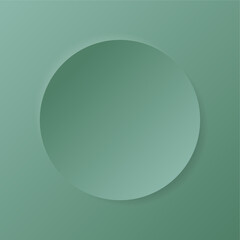 Aesthetic pastel color green background frame with circle, in minimalistic design