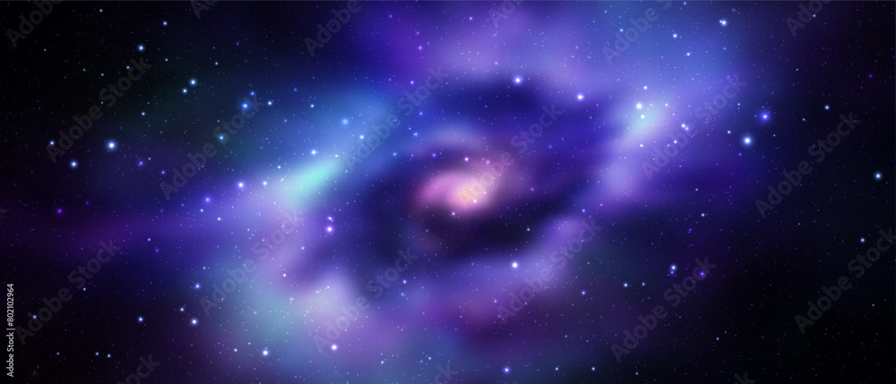 Wall mural space vector background with realistic nebula and shining stars. magic colorful galaxy with stardust