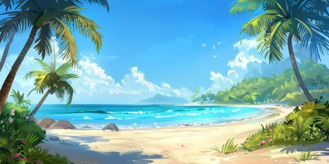 Summer Beach Getaway Background Generative AI