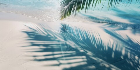 Tropical Palm Leaf Shadow on Beach Generative AI