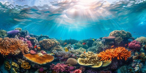 Vibrant Coral Reef Scene with Underwater Serenity Generative AI