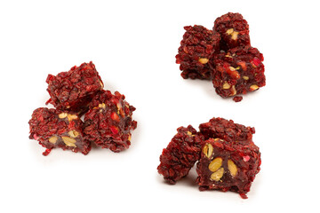 Sweet roll with pomegranate and nuts, turkish sweets.