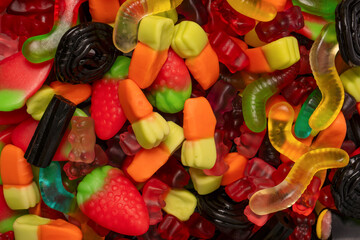 Assorted colorful gummy candies. Jelly  sweets.