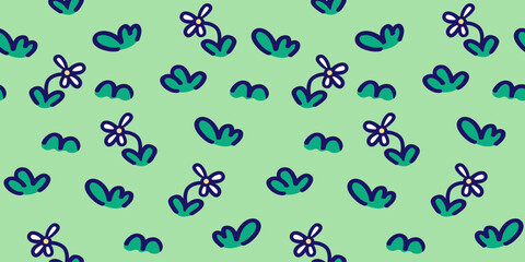 simple seamless colored pattern plant flowers in doodle style. Design for print backdrop wallpaper wrapping textile